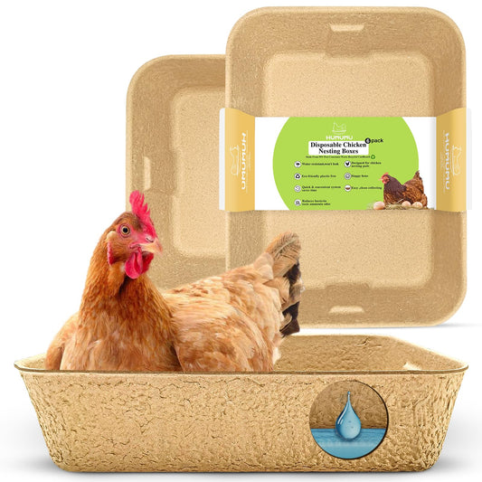HUMUMU Disposable Chicken Nesting Box – Large (16.2" x 12.5" x 3.8") – Nesting Box for Egg Laying Hens or Disposable Litter Boxes for Cats – Sturdy, Sustainable – Chicken Coop Accessories (6-Pack)