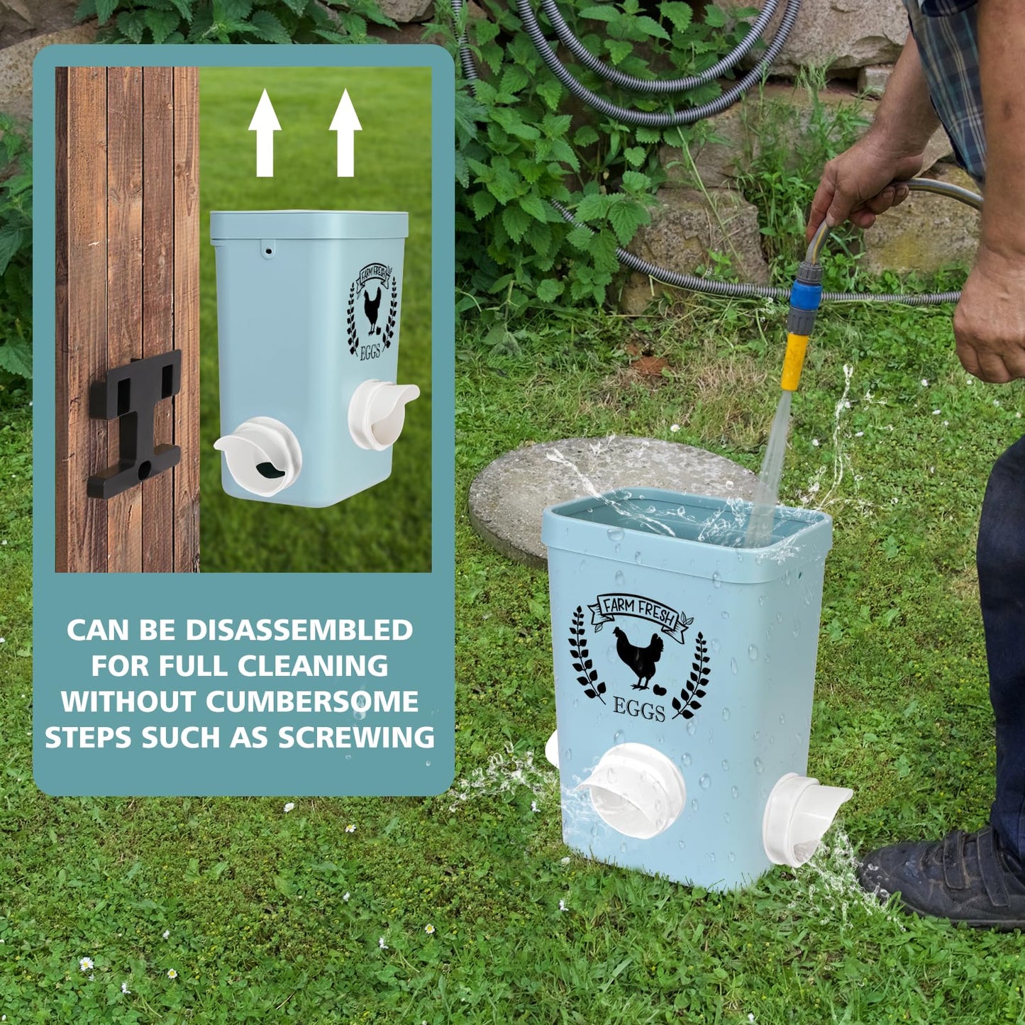 ‎Tgeyd Chicken Feeder and Chicken Waterer Set (3 Gallon/26 Pounds) - Hanging Automatic Chicken Feeder No Waste - Chicken Coop Accessories - Poultry Waterer
