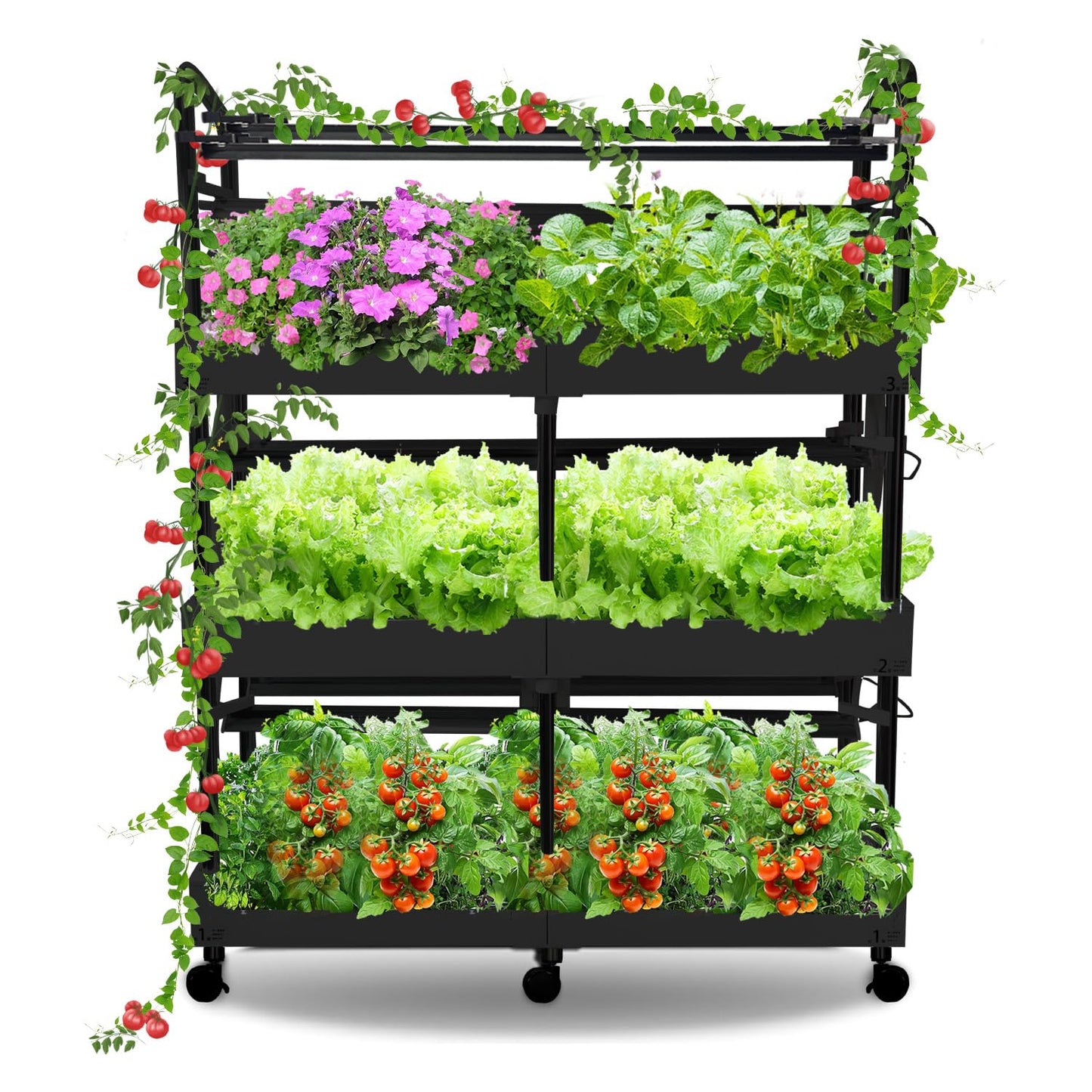 Indoor Garden Hydroponics Growing System Kit, Dual Implant Configuration for Vegetable Fruit Herb Seedling Cultivation and Large-Scale Planting,Double Water Pump，LED Grow Light