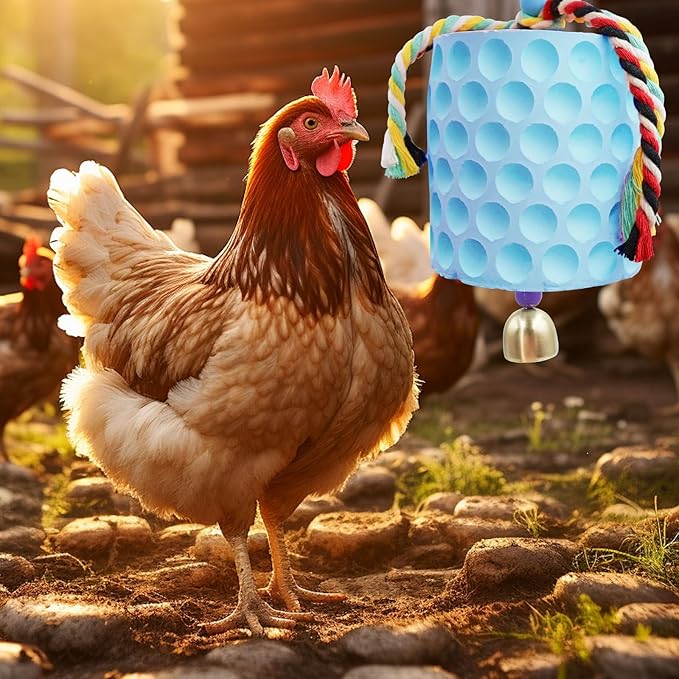 Chicken Coop Accessories, Chicken Beak Grinding Calcium Stone with Bell, Chicken Toys for Coop, Enrichment Toys for Hens, Ducks, Geese, Turkeys, Poultry