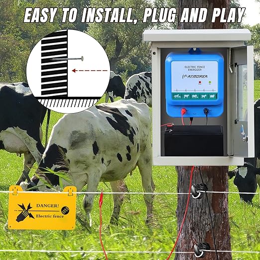 Electric Fence Charger - Multi-Powered, 4.5 Joules High-Power Output Energizer, Repels Large Wildlife - Ideal for Livestock, Pet, Poultry, Gardens, Orchards Protection