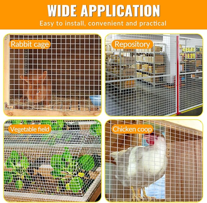 Hardware Cloth 1/4 inch 48 x 100 ft Galvanized Chicken Wire Fencing 23 Gauge Heavy Duty Hot Dip Galvanized Wire Fence Roll for Chicken Poultry Coop, Animal, Fencing,Garden Protection