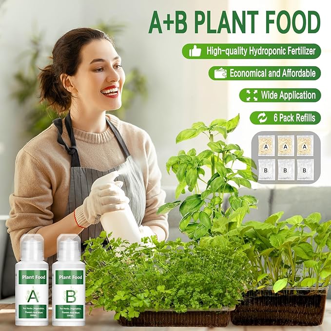 Hydroponic Nutrients, 800ML Hydroponic Plant Nutrients A and B, Universal A&B Indoor Plant Nutrients for Lush Growth of Indoor Plants, Vegetables, Fruits and Flowers