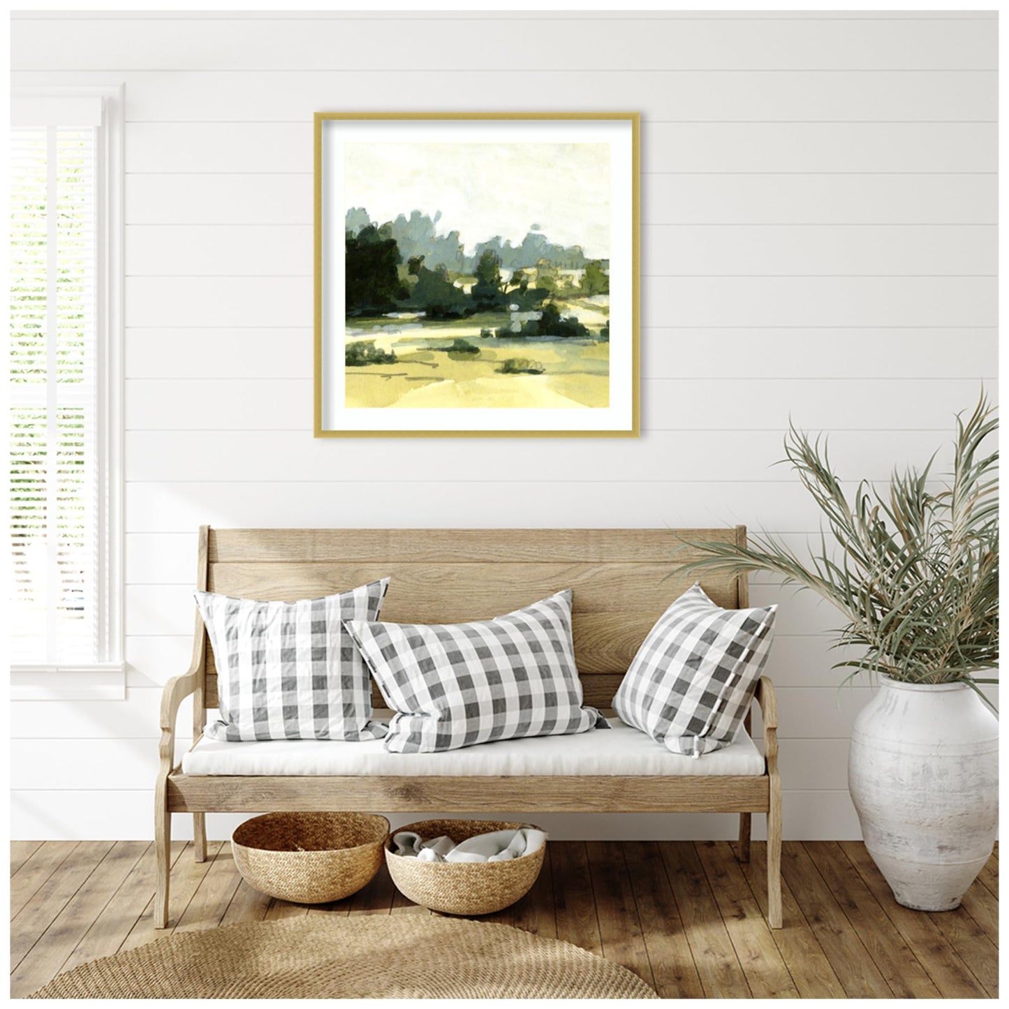 Amanti Art Framed Wall Art Print 33x33 Bright Marshland I by Emma Caroline, Landscapes Wall Art, Rustic Farmhouse Decor, Large Poster Painting Artwork for Living Room, Bedroom, Bathroom, Kitchen