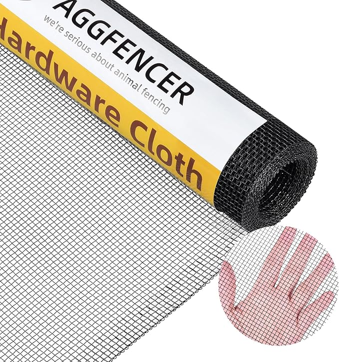 16in x 50ft Black Hardware Cloth 1/8 inch 27Ga PVC Coated Wire Mesh Vinyl Coated Galvanized Wire Mesh Screen Roll, Welded Metal Chicken Wire Fencing, for Garden Plant Fencing Bee Screen