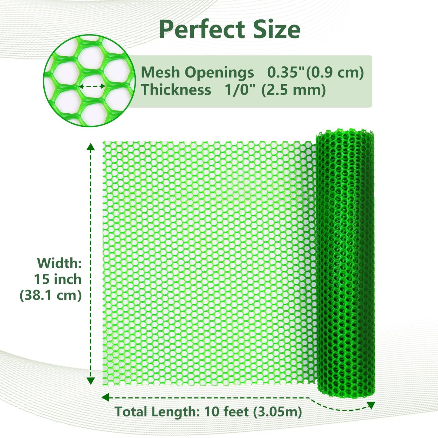ANHAN Green Chicken Wire Mesh Fence Roll 15.7in x 16.4ft,Plastic Garden mesh Sheet Plant Barrier Netting Temporary Fencing for Poultry Netting Fence Dogs, Rabbit, Animal Floral Net Protection