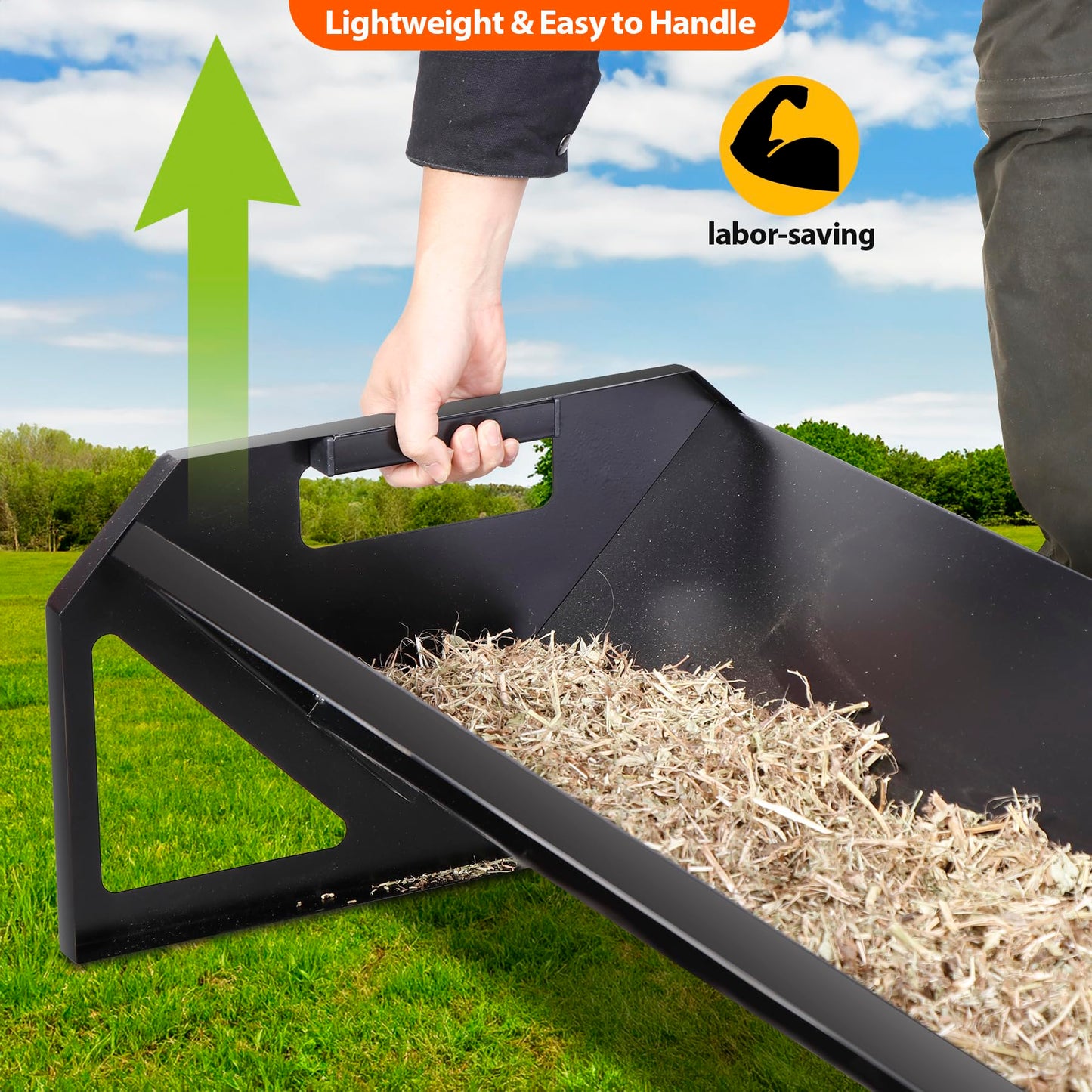 Oxphanor Pasture Feeder 44.2" Long, Heavy-Duty Large Capacity Livestock Feeder with Deeper Feeding Pan, Livestock Feeding Trough Easy to Clean, for Goats, Calves, Sheep, Horses