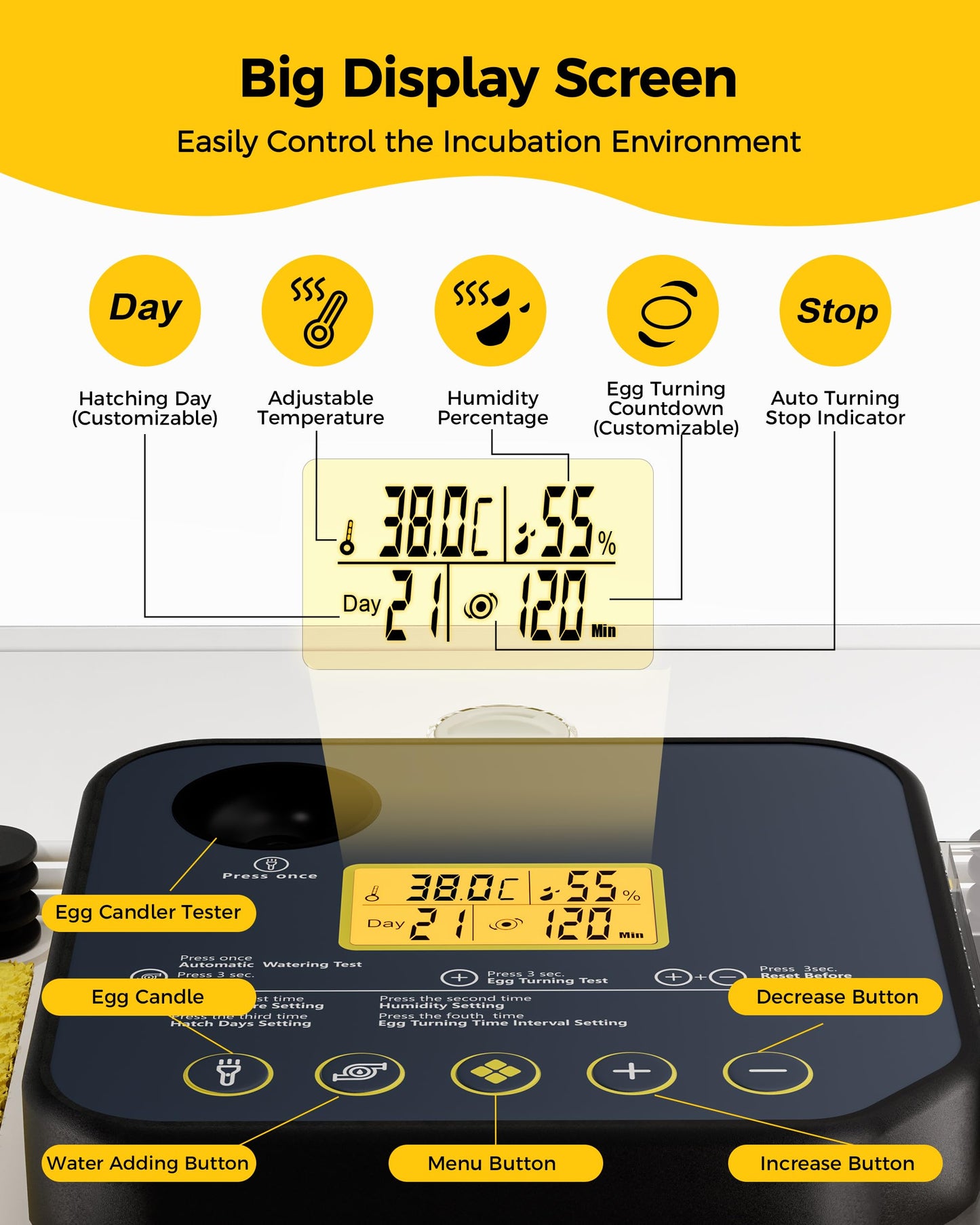 Besly 48 Egg Incubator for Hatching with Automatic Egg Turning and Humidity Control, Egg Candler, Poultry Egg Incubator for Chicken, Ducks, Goose, Pigeon, Quail, ideal for Farm, Classroom, Home