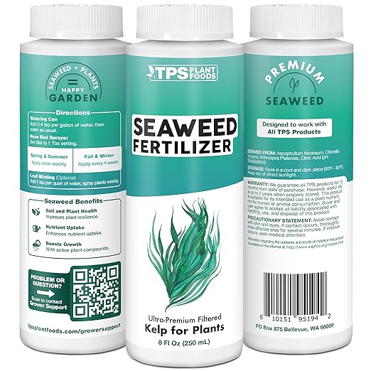 TPS NUTRIENTS Seaweed Fertilizer for Plants, Premium Organic Liquid Kelp for Gardening, Concentrated Liquid Plant Food 8 oz (250mL)