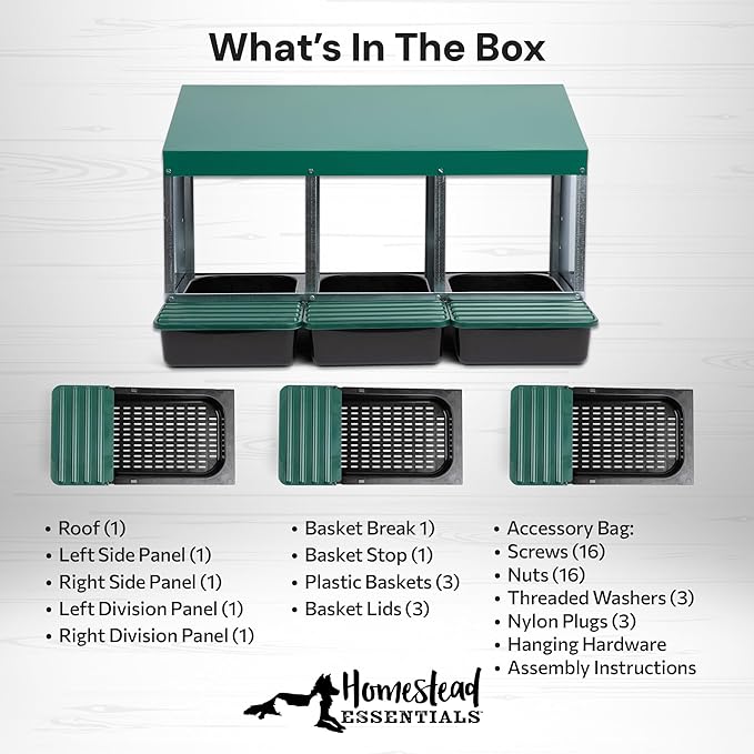 Compact Style 3 Compartment, Forward Rollout & Rollaway, Hen & Chicken Nesting Box with Protective Egg Laying Collection Lids
