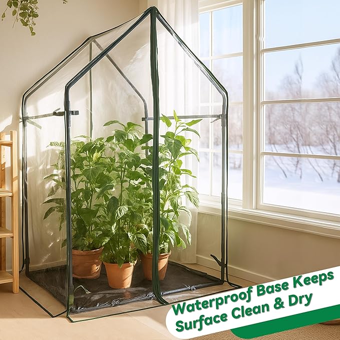 Gardzen Mini Greenhouse with Waterproof Bottom, Portable Green House with Strong Metal Frame, Small Green House for Outside and Inside Use,36.2"(L) x36.2(W) x59.5(H)