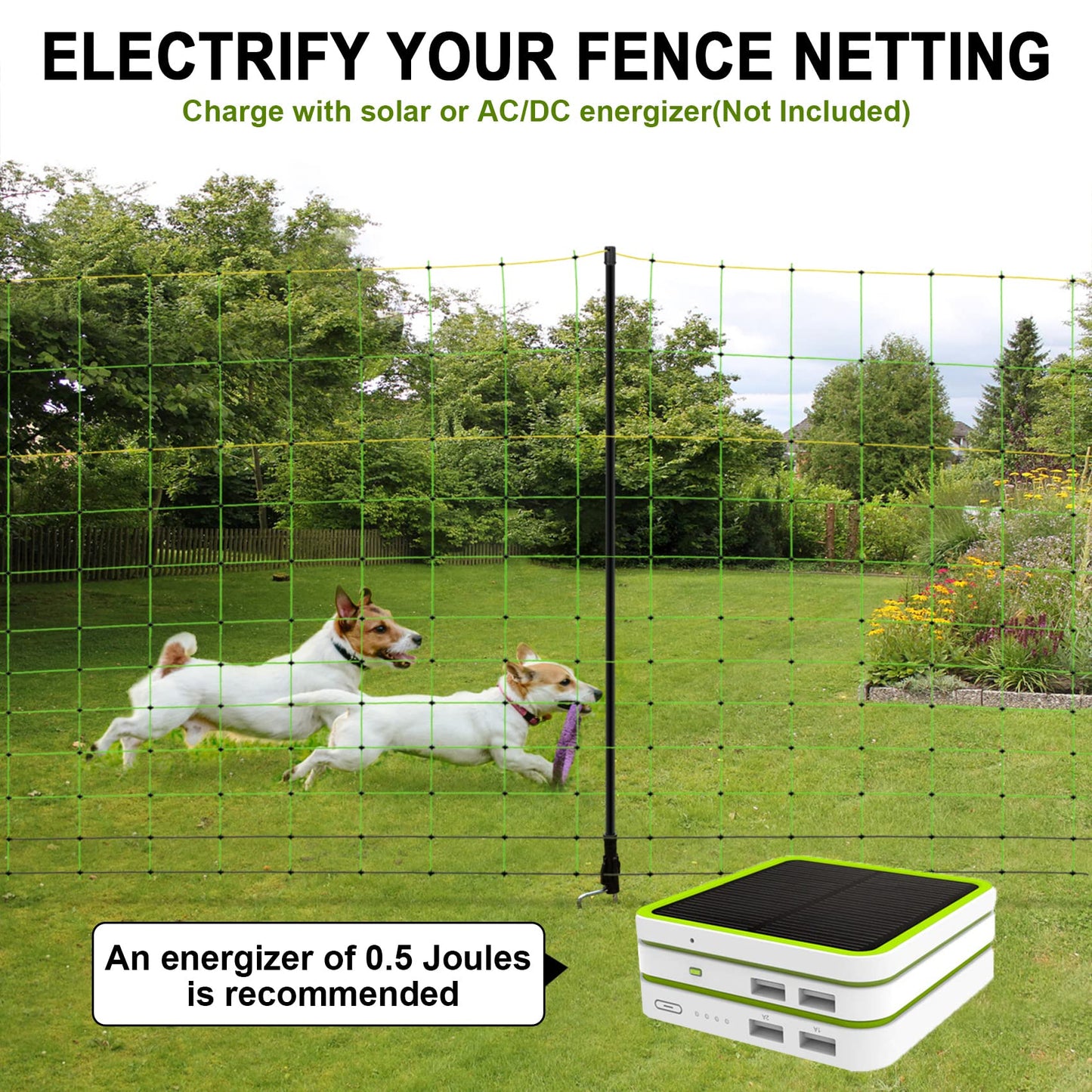 TMEE Electric Fence Netting Livestock Fencing for Goat with 14 Posts Double Spiked, Portable Mesh for Sheep, Deer, Hogs, Dogs in Backyards, Farms and Ranches, 49.6" H x 164' L, Green