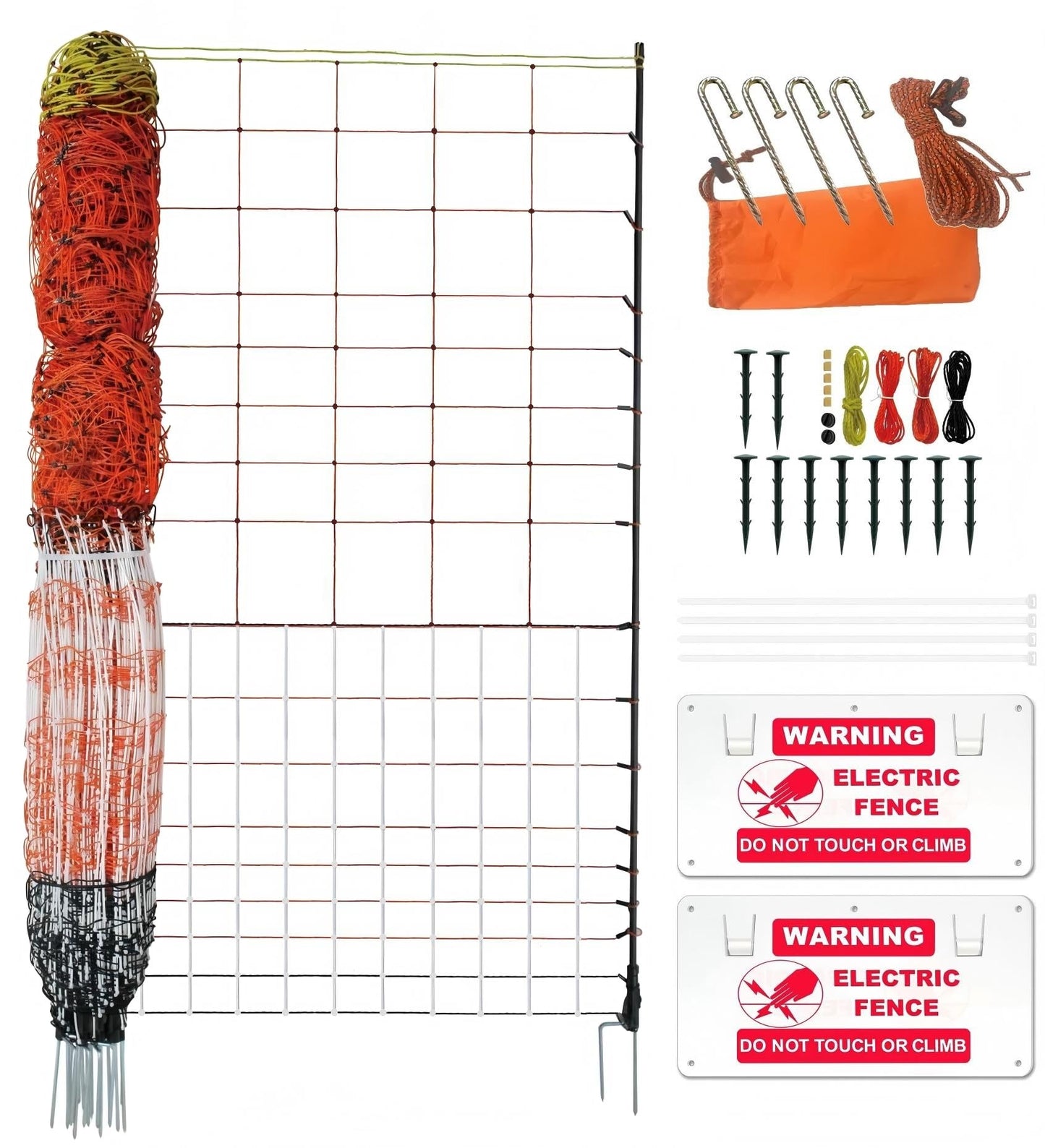 Electric Premium Poultry Netting Fence 59”H x 98.5’L - Versatile Portable Electric Fencing for Flying Chicken Sheep Goats Deer Hogs Dogs, Used in Backyards Homesteaders Farms and Ranches, PK1