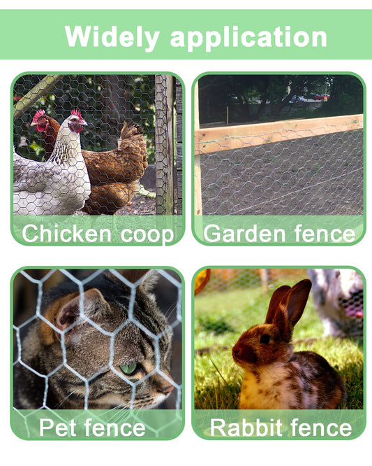 Garden Poultry Green Chicken Wire - 16.5 '' × 157 '' Chicken Wire Floral for Crafts, Garden Fence Animal Barrier, 1 inch Mesh Poultry Netting Fence, Pet/Rabbit/Chicken Wire Fencing