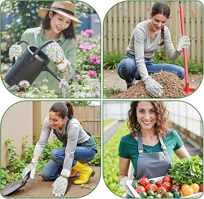 Gardening Gloves Thorn Proof, Breathable Garden Gloves for Women, Leather Work Gloves for Pruning, Planting