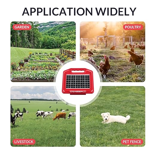 50 Miles Solar Electric Fence Charger, 0.95 Joule High-Power Solar Fence Charger for Livestock, Horses, and Wildlife Control, Solar Electric Fence with Easy Installation