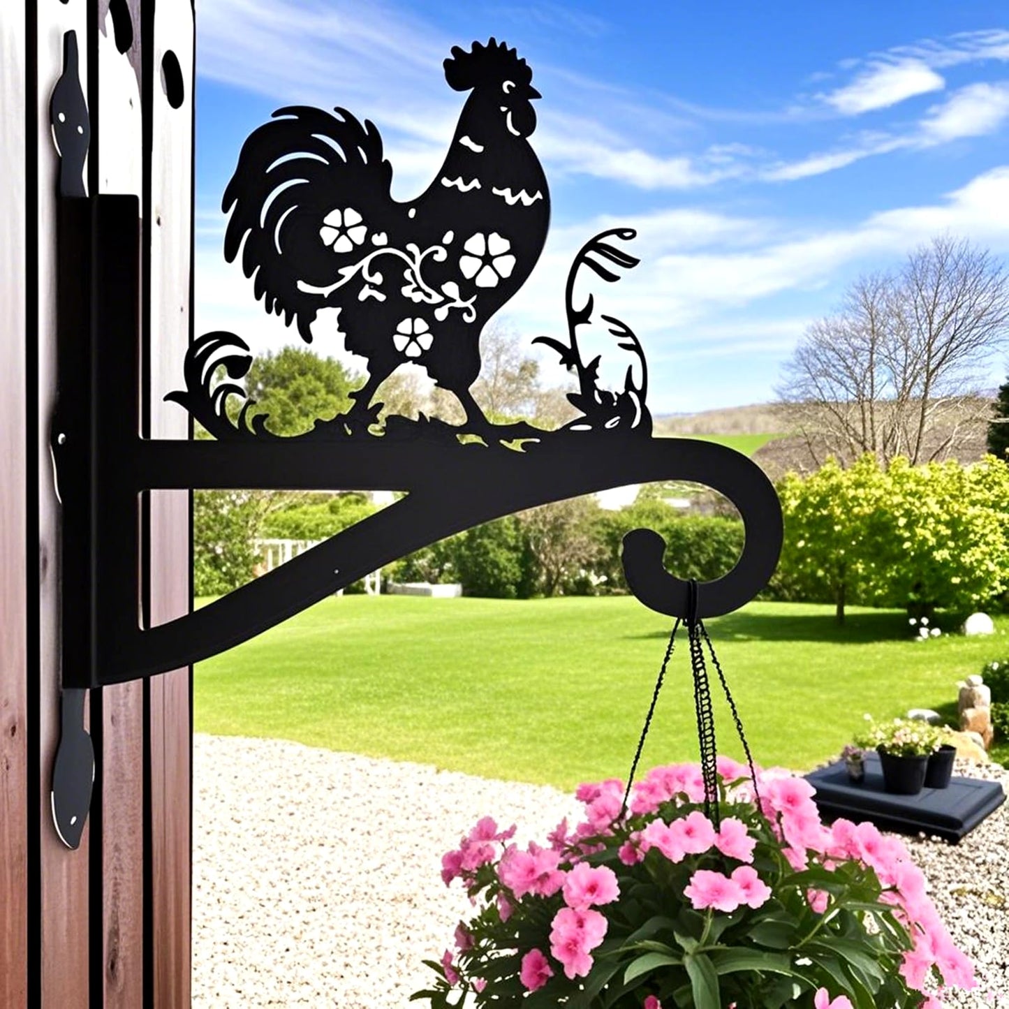 Plant Hanger Outdoor & Indoor, Chicken Decor Hanging Basket Hooks, Wall Hangers for Hanging Plant, Flower Basket, Bird Feeder, Lantern, Wind Chimes, Chicken Coop Accessories-Patio, Garden, Home Decor