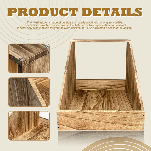 Wooden Single Compartment Chicken Nesting Box for Outdoor Coop - Comfortable Laying Box for Hens, Ducks and Poultry with Easy-Clean Design and Ventilated Egg Laying Space for Backyard Chickens