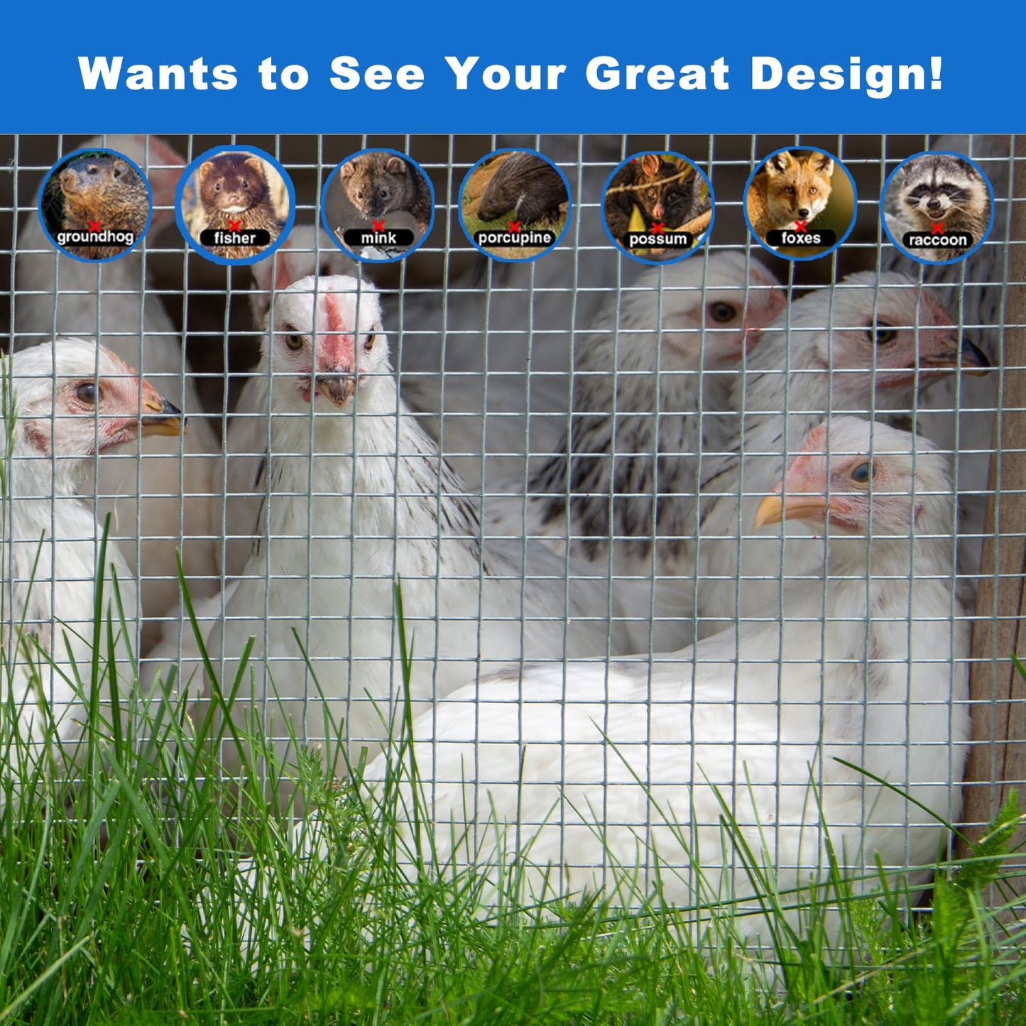 Metamesh 19 Gauge Hardware Cloth, 1/2 inch 48 inch x 100.1 Foot Chicken Wire Fence, Galvanized Welded Cage Wire Mesh Roll Supports Poultry Netting Cage