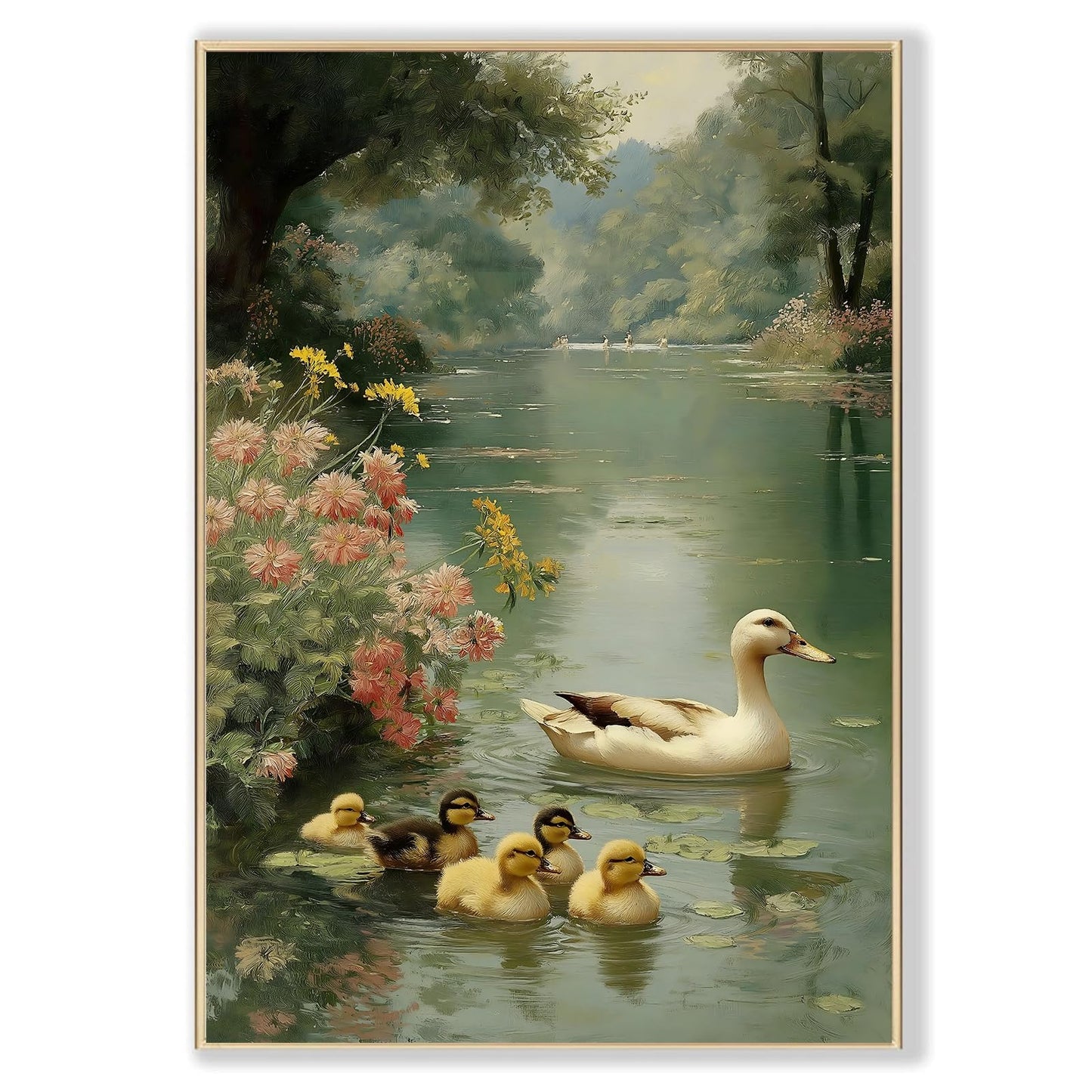 Farmhouse Duck Wall Art Abstract Animal Posters Bird Wildflower Poster Rustic Landscape Painting Mallard Duck Canvas Wall Art Funny Farm Animal Pictures Country Floral Flower Prints 16x24inch No Frame