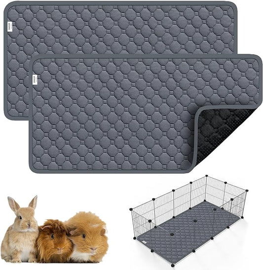 Guinea Pig Cage Liners, 59x31in 2 Pack Washable Guinea Pig Bedding, Waterproof Reusable & Anti Slip, Super Absorbent Guinea Pig Pee Pad for Small Animal, Rabbit, Bunny, fit for C&C 2X4 Cage