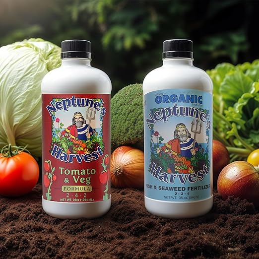 Neptune's Harvest Organic Plant Fertilizer | Liquid Fertilizer for Lawn, Garden & Houseplant | Rich in Essential Nutrients | Tomato & Veg 2-4-2 (Quart) + Fish & Seaweed Plant Food 2-3-1 (Quart)