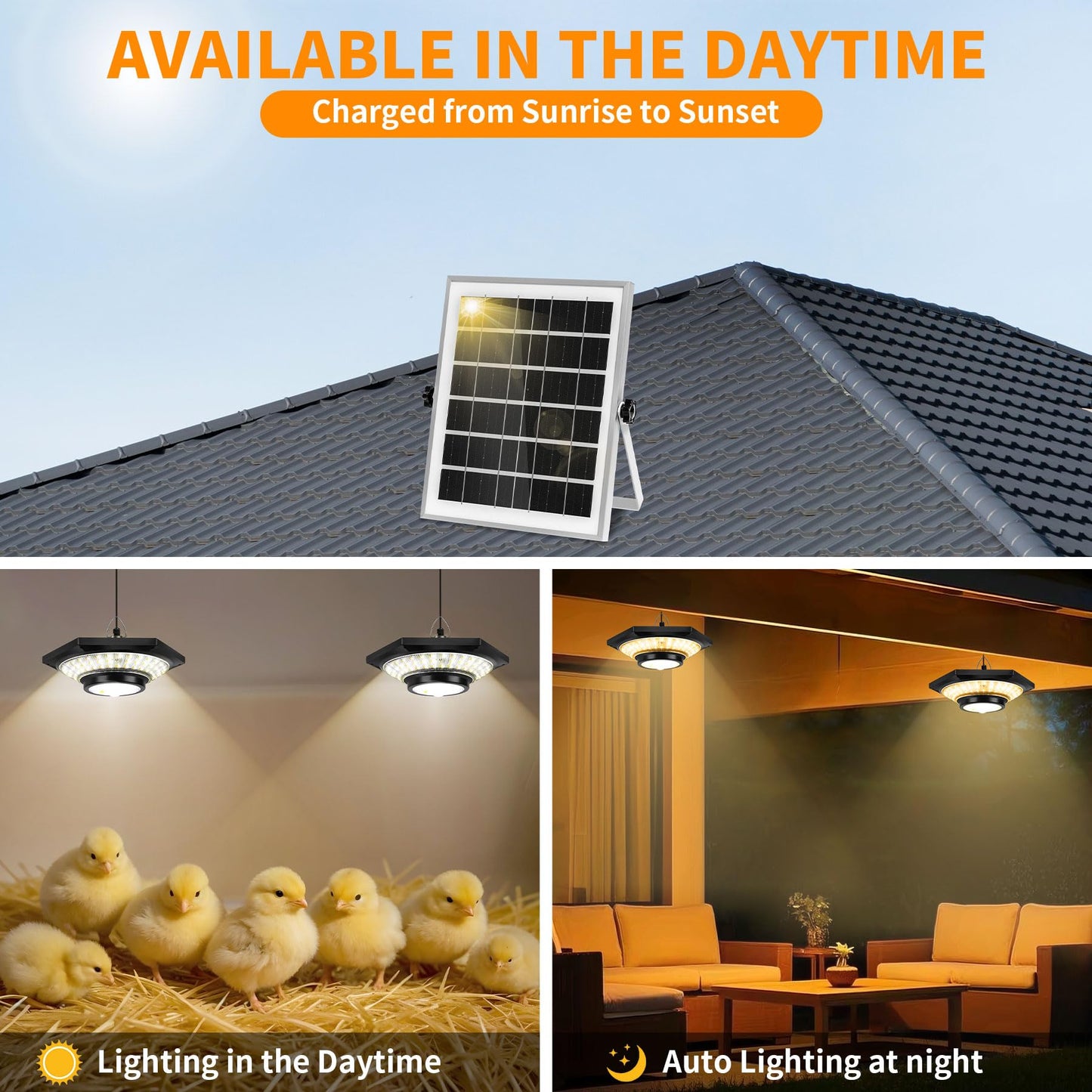 ROVOCLO Solar Shed Light, Solar Hanging Pendant Lights with Remote Control Outdoor Indoor for Chicken Coops Sheds Barns