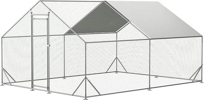 Large Chicken Coop,Metal Chicken Run for Yard with Door,Outdoor Galvanized Wire Poultry Chicken House with Waterproof and Anti-UV Cover,Duck Rabbit Cage (10' L x 13 W x 6.56' H)