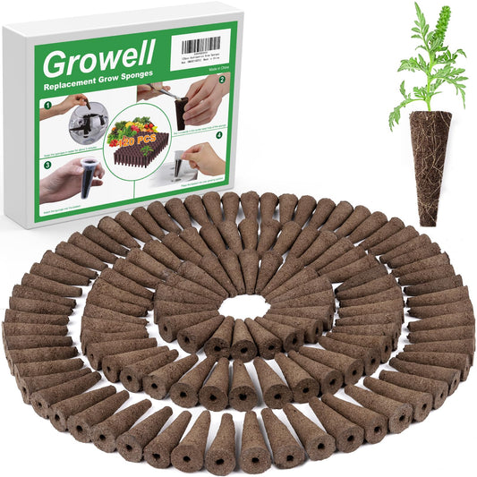 Growell 120 Pods Large Hydroponics Growing System Kit & 120 Pack Grow Sponges