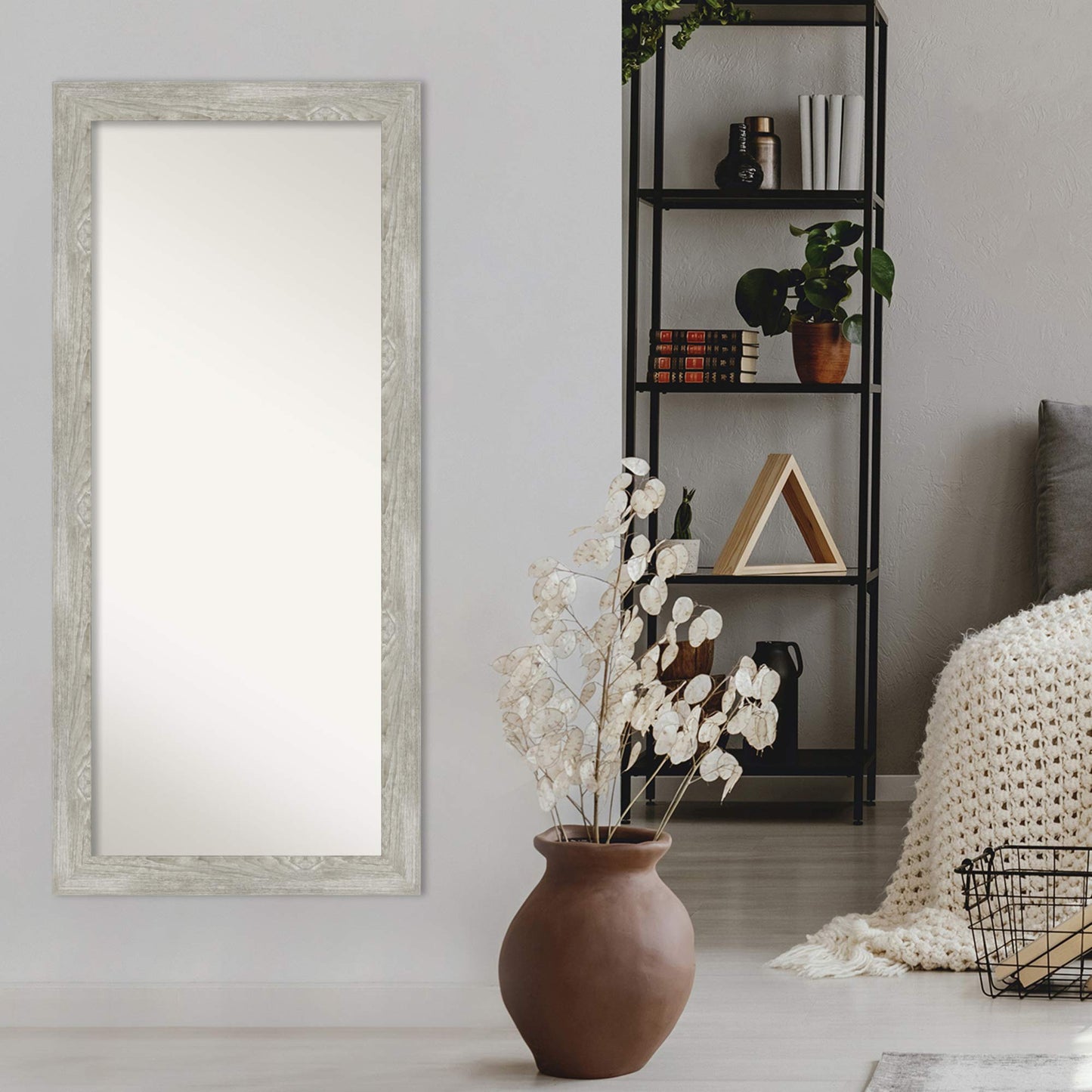 Amanti Art Grey Full Length Mirror, 66x30 Dove Greywash Tall Free Standing Body Wall Mirror Full Length for Dressing, Country Rustic Frame, Lean on Floor or Hang, Wall Decor