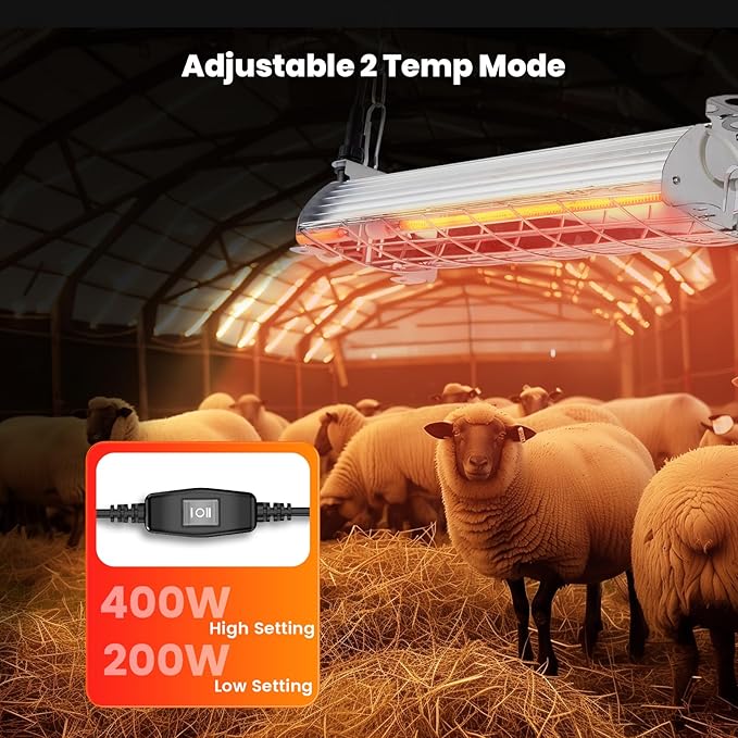 Large Chicken Coop Heater Lamp 60 Chicks, 400W Carbon Fiber Chicks Brooder Heater Plates, Adjust 2 Mode Temp&Hanging Height for Coop Brooder Box Supplies Livestock Heating Warm Poultry House14x5.5x3IN