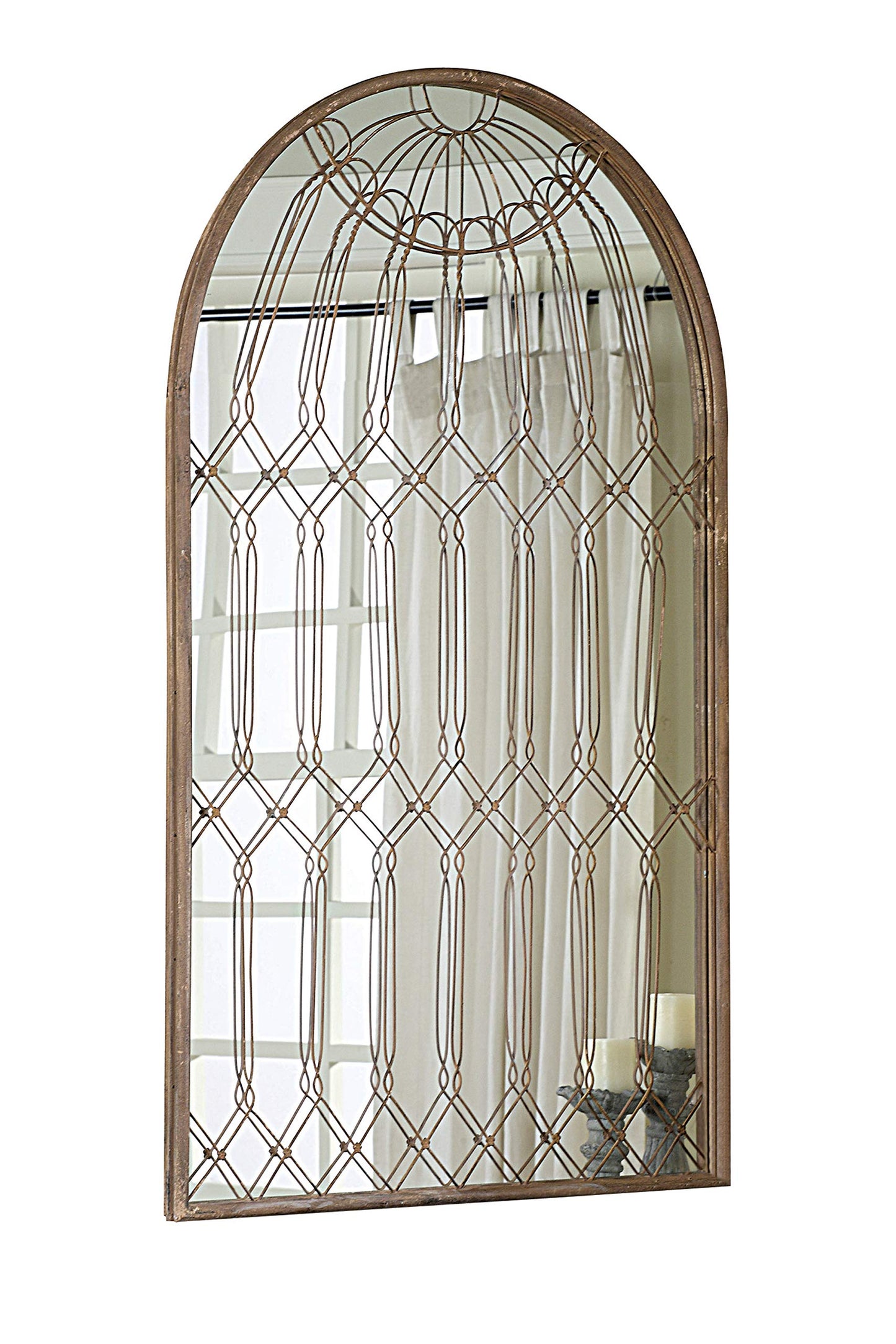 Creative Co-Op Arched Mirror with Iron Cage Design