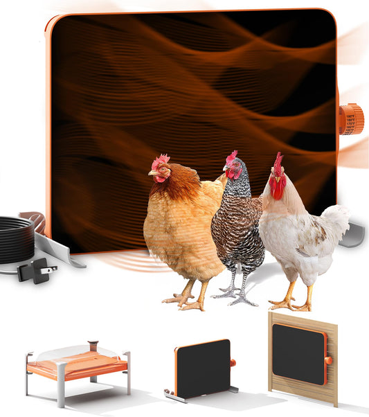 Smart Chicken Coop Heater, 200 Watts Chick Heater Built-in Adaptive Temperature Sensor, Chicken Coop Heater for Winter, Coop Heater Adaptable to Timer and Temp Controllers,UL-Compliant