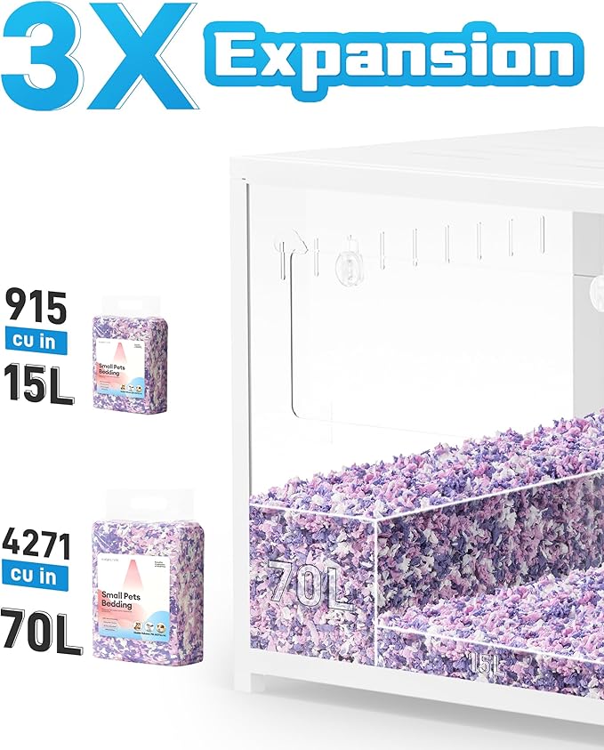 BUCATSTATE Hamster Bedding 15L, 99% Dust-Free Guinea Pig Paper Bedding Odor Control Paper Bedding, Cozy Small Animal Bedding for Rabbit Rat Syrian Dwarf Hamsters Gerbils (Lavender)