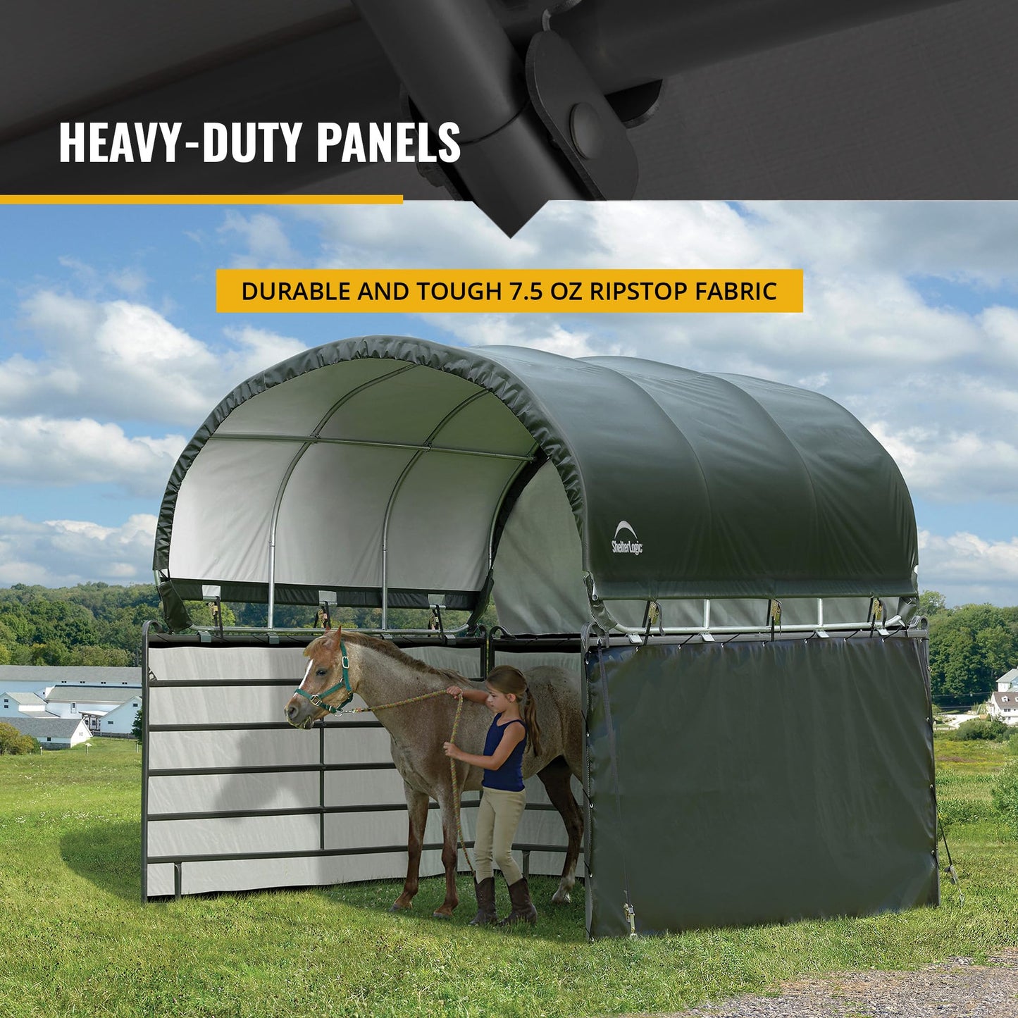 ShelterLogic 10' x 10' Enclosure Kit for Outdoor Corral Shelter Cover (Corral Frame and Panels, Top Cover NOT Included) Green