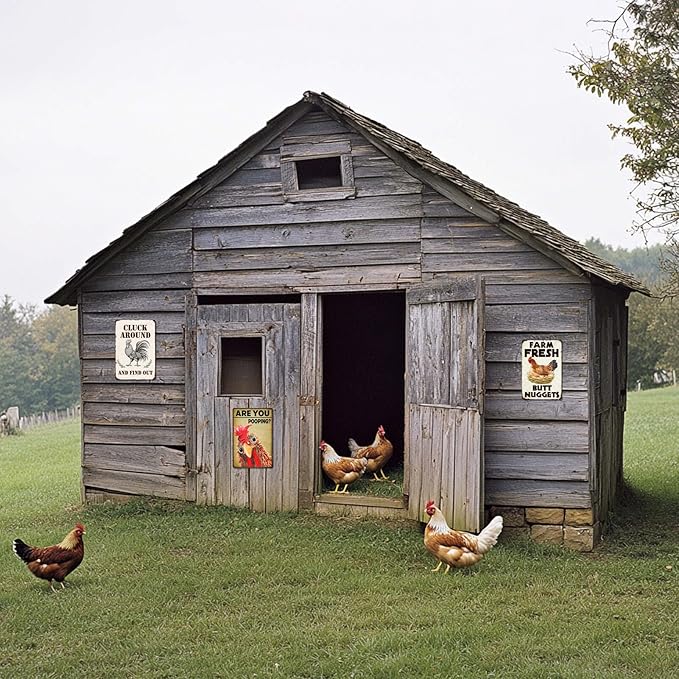 Chicken Coop Signs Funny Metal Signs Outdoor Chicken Decor Farm Gifts Rooster Yard Decor Vintage Kitchen Accessories Tin Sign Chicken Decorations For Home Farm Fresh Butt Nuggets Sign 8×12 Inch