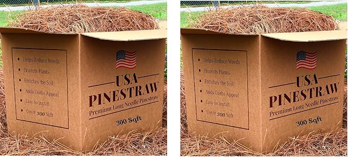 USA Pine Straw - Premium Pine Needle Mulch (Premium Pine Needle Mulch - Covers 300 Sqft 2 Set)