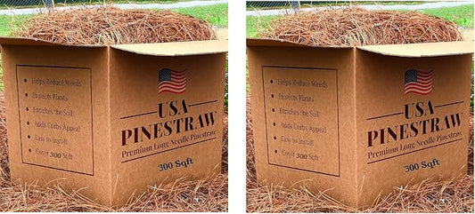 USA Pine Straw - Premium Pine Needle Mulch (Premium Pine Needle Mulch - Covers 300 Sqft 2 Set)