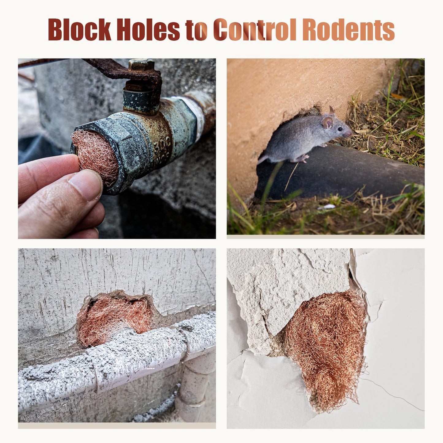 3rd Gen Copper Mesh Rodent Control Kit, 100% Pure Copper Wool for Slugs Snail Pest Bird Mice Rat Control, 2 Rolls Mesh Roll Wrap Wire with Scissors