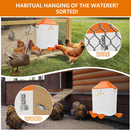 JinxZap 3 Gal Automatic Chicken Waterer with Float Valve, Automatic Chicken Watering System with 60-Inch Hose (One End 3/4''), Large Waterer for Chicken Duck Quail Turkey