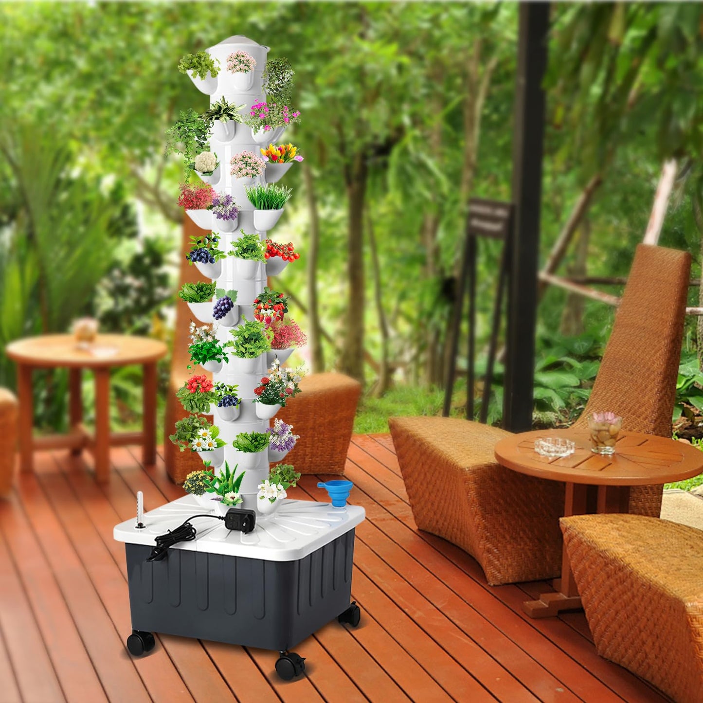 LGEXRCH Hydroponics Growing System Indoor Vertical Garden Planter Indoor Smart Garden Kit with Pump and Movable Water Tank Vegetable Plant Gift for Gardening Lover (50 Plant)