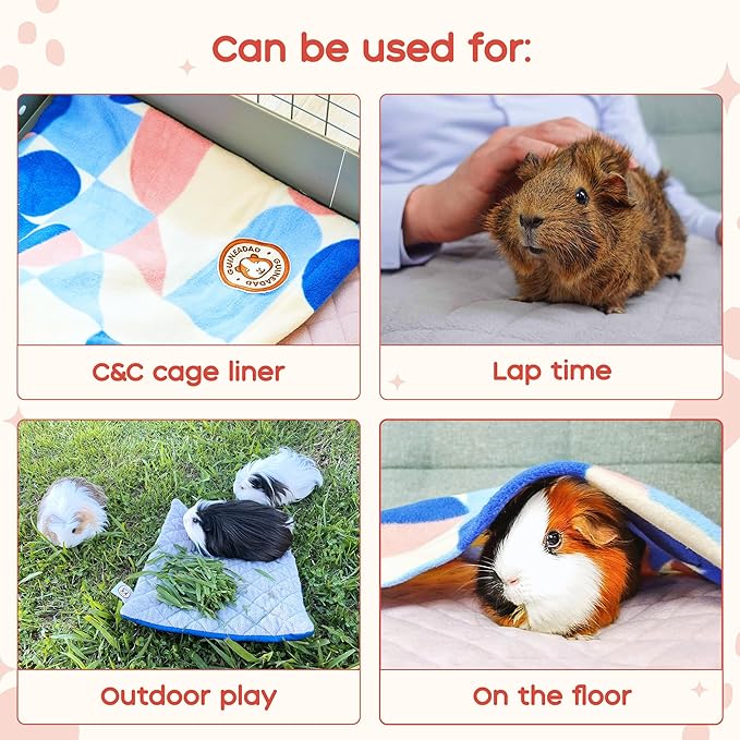 GuineaDad Premium Liner – Fleece Guinea Pig Cage Liner – Ultra-Plush Reusable Fleece Bedding with Waterproof Bottom – Extra Absorbent Liner for 2x4 C&C Cage (Cotton Candy)