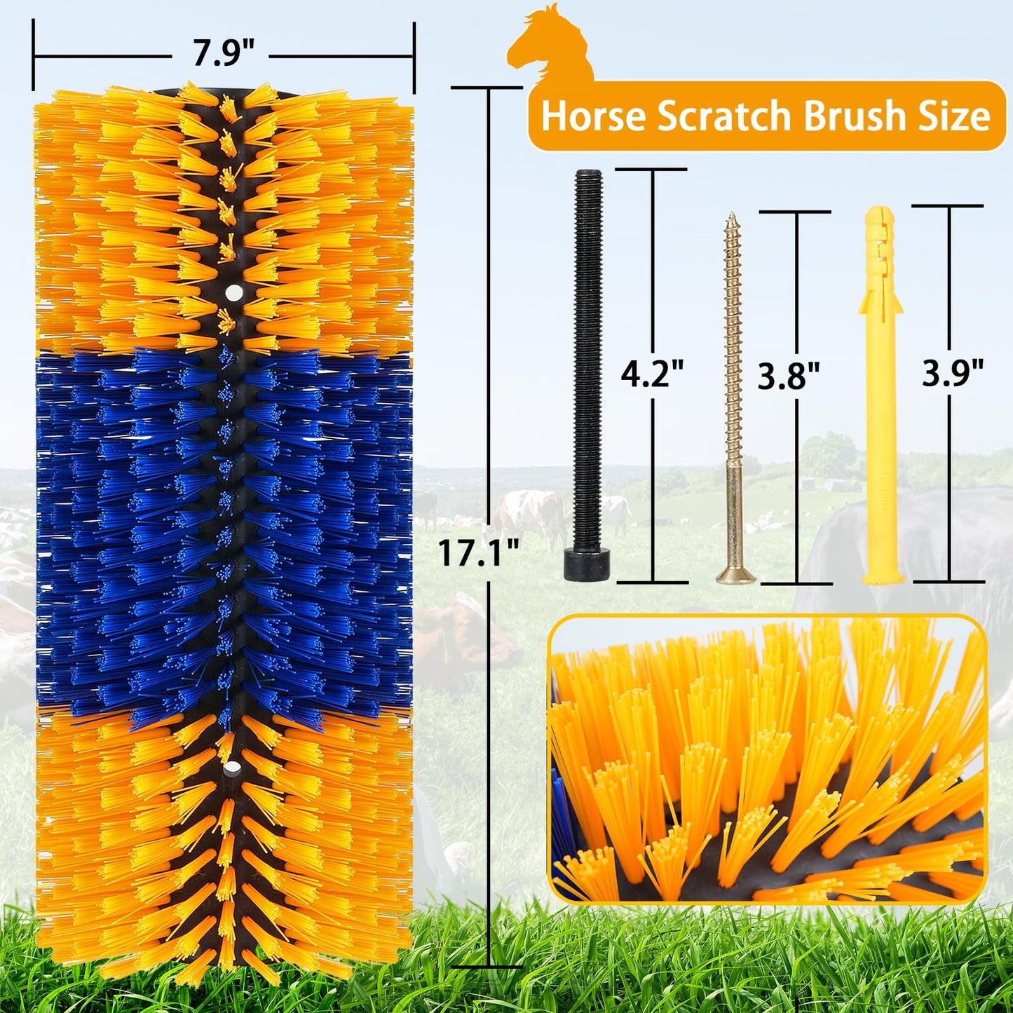 Livestock Scratch Brushes, Cow Brush, Cow Scratcher Full Massage Brushs Kit, Horse Brushes for Grooming, Goat Brush Relieve Itching on the Back of Livestock for Horse Cow Goat Cattle Pig Sheep