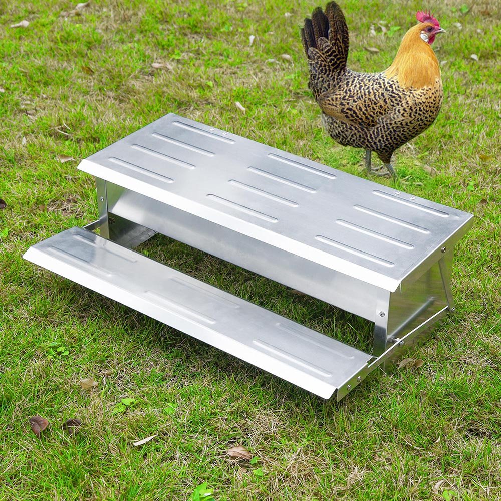 Hooomyai Economical and Practical Automatic Chicken Feeder,Aluminum Alloy Material, 8 lbs Capacity, On-Demand Feeding for 10 Chickens, Anti-Flick Grill