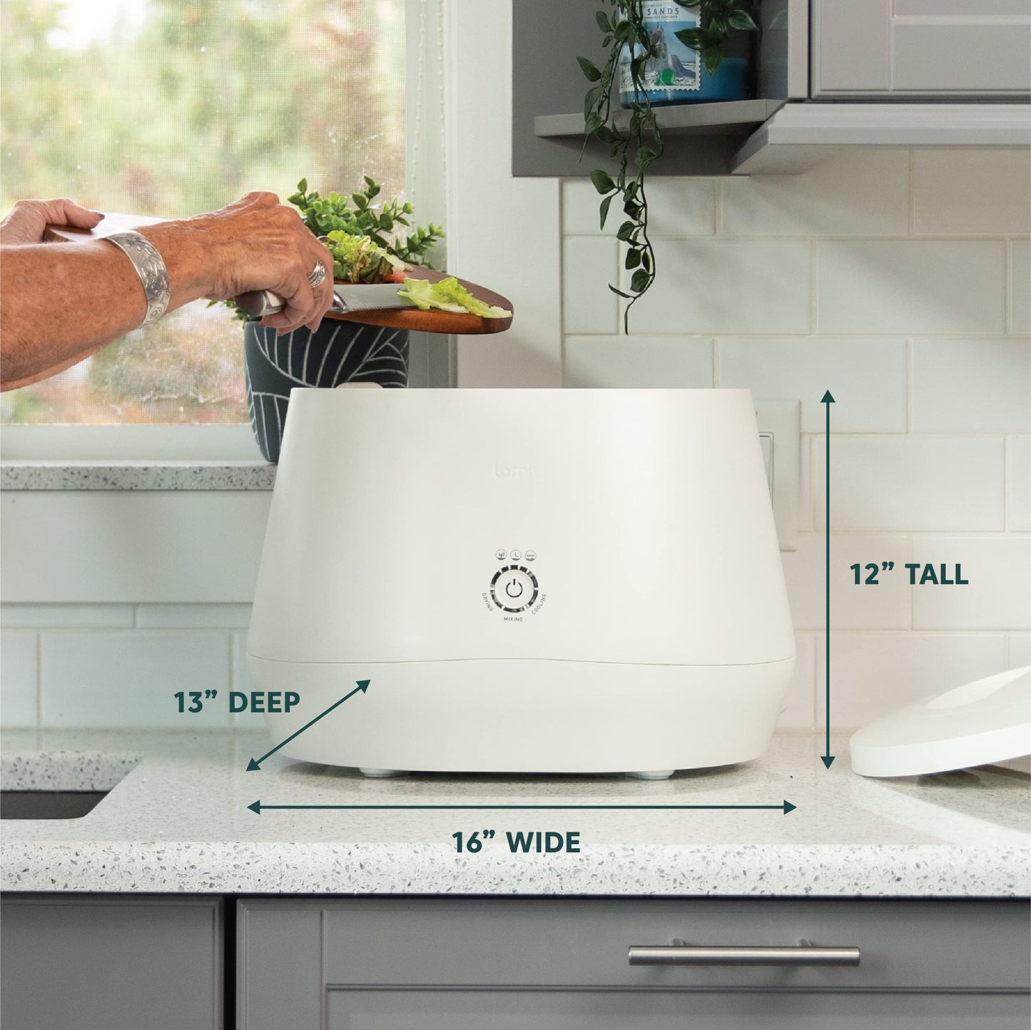 Lomi 1 – 3L, Electric Composter (45 Cycles), World’s First Smart Waste Kitchen Bin That Turns Waste into Natural Fertilizer with a Single Button, Indoor Compost, Kitchen Food Recycler (White, Lomi 1)