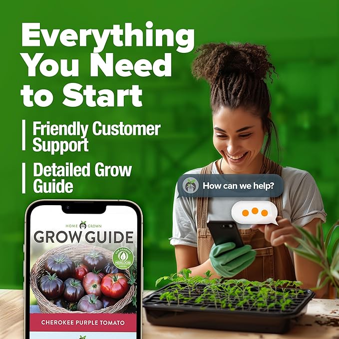 HOME GROWN Organic Cucumber & Cherokee Purple Tomato Seeds – 200 Marketmore Cucumber Seeds + 106 Heirloom Tomato – Non-GMO, High Germination Rate, Ideal for Raised Beds & Containers, USA-Sourced