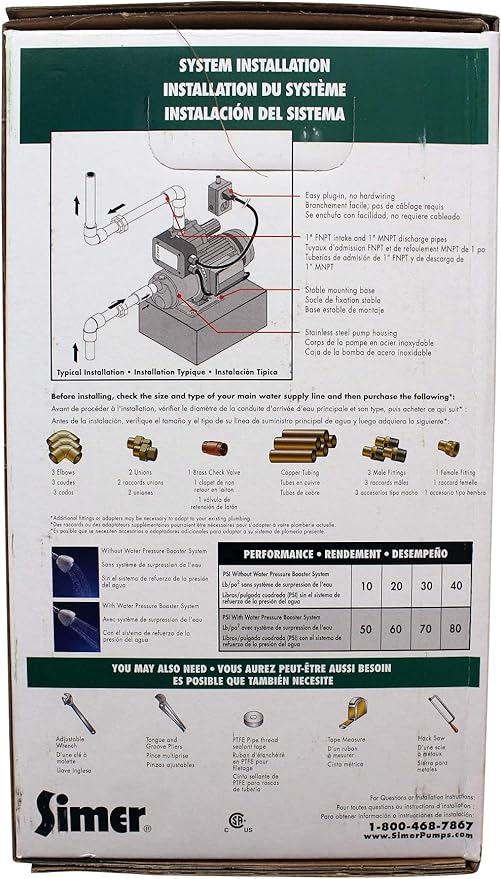 Simer 4075SS-01 3/4 HP Pressure Booster Pump