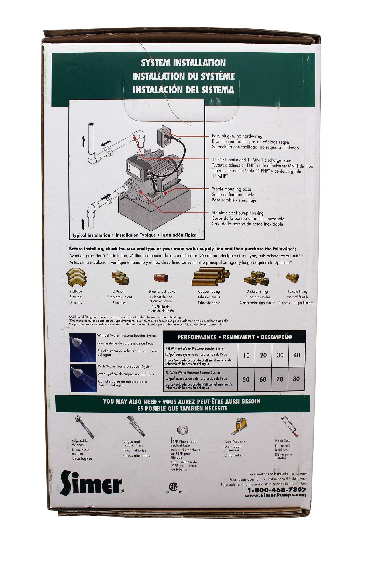 Simer 4075SS-01 3/4 HP Pressure Booster Pump