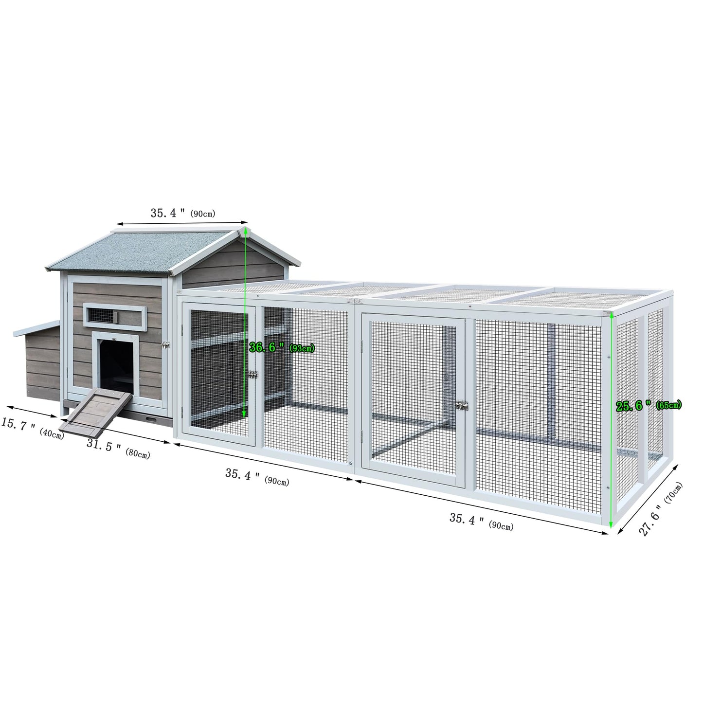 YOPTO 118＂ Large Wooden Chicken Coop Walk-in Poultry Cage with Free-Range Doors, Nesting Box,Leakproof Pull-on Tray,Outdoor Hen House Poultry Cage,for Yard Farm
