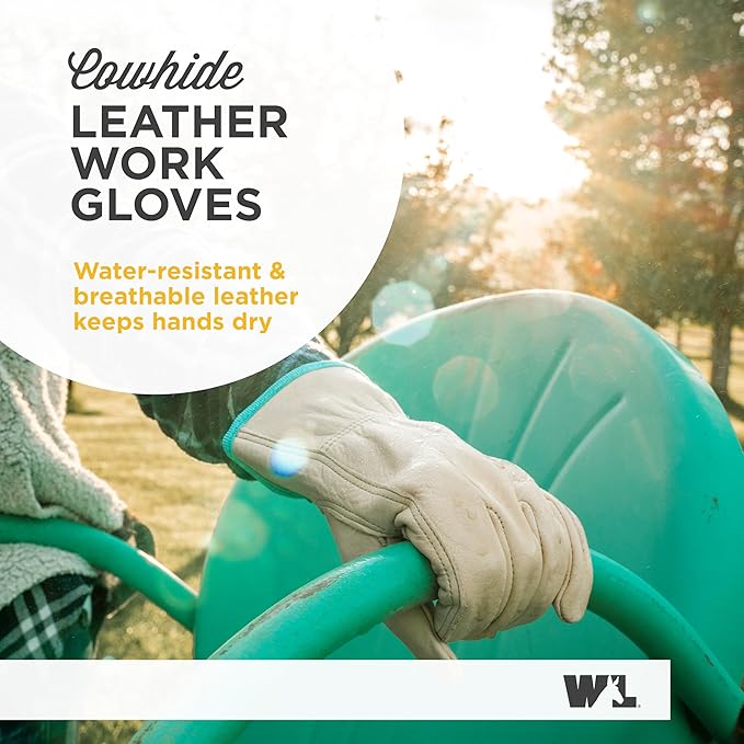 Wells Lamont Women's Water-Resistant Leather Work Gloves | Puncture Resistant, Reinforced, HydraHyde | Medium (1167M)